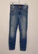 MOTHER The Looker Crop Blue Distressed Denim Jeans Size 25