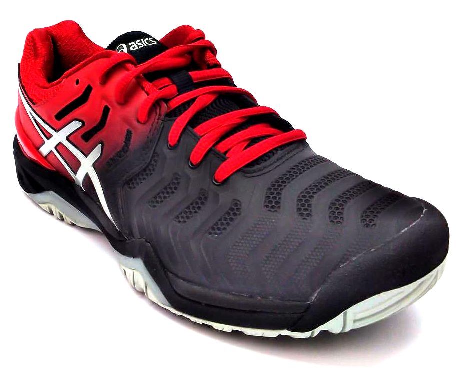 Asics Men's Tennis Shoes Gel Resolution 7 Athletic Black/Silver/ Red