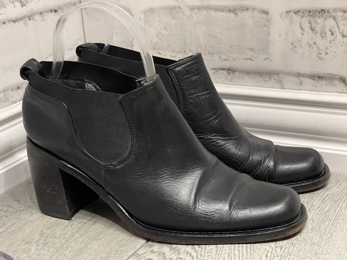 Vintage Nickels Black Leather Women's Ankle Boots Booties Sz 6.5 | eBay