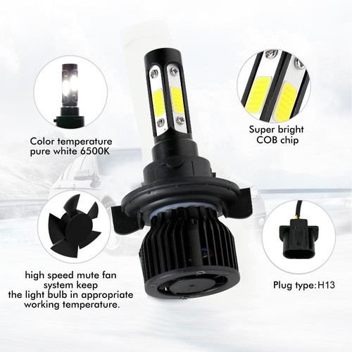 Kit de conversión de bombillas LED 9008 H13 4 lados haz alto bajo 6500K brillante - Imagen 4 de 12