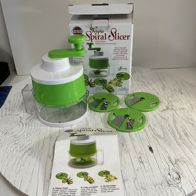 Norpro White Green Triple Spiral Slicer with 3 Blades Medium