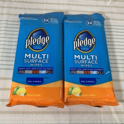 Pledge Multi Surface 25 Pre-Moistened Wipes Fresh Citrus 2013 Old Formula 2ct