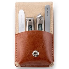 4-Piece Stainless Steel Nail Clipper Set with Travel Case - Luxury Grooming Kit