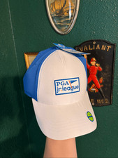 PGA Jr. League LOGO Golf Dad Cap Hat White Blue Adjustable Snapback New with Tag