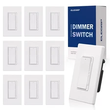 ELEGRP 300W LED/CFL Dimmer Switch 600W INC/HAL 3-Way Wall Plate UL 10 Pack