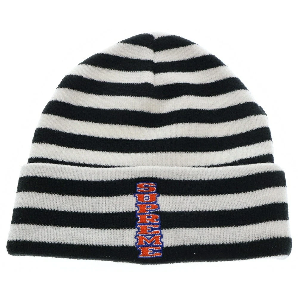 Bonnet tricoté rayé logo vertical Supreme 16Aw AC737