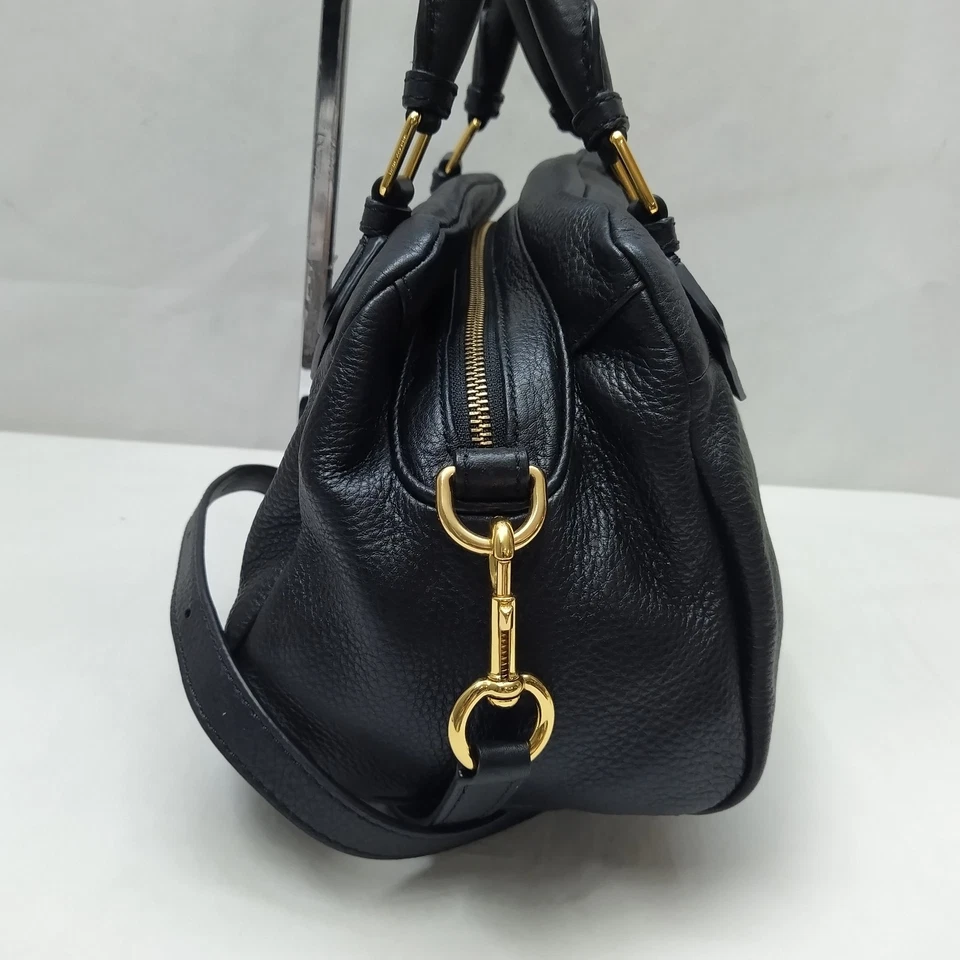 Bolso Cartera Marc Jacobs Cuero Guijarro Negro Doble Asas Cremallera Foto 4 de 4