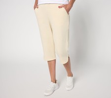 Denim & Co. Women's Petite Pants P2XS Active Textured Cotton White A694903