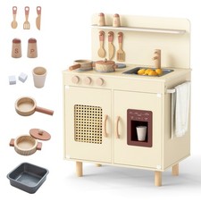 Play Kitchen for Kids Wooden Pretend Playset with Storage