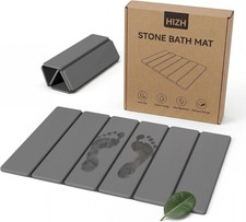 Dark Gray Diatomaceous Earth Bath Mat 23.6x15.3 Inch Non Slip Quick Dry Foldable