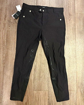 Horze Grand Prix Men's Black Silicone Full Seat Breeches Slim Tapered 40