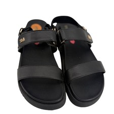 Steve Madden Girls Platform Sandals Size 3 Black Strappy SM Logo Sporty