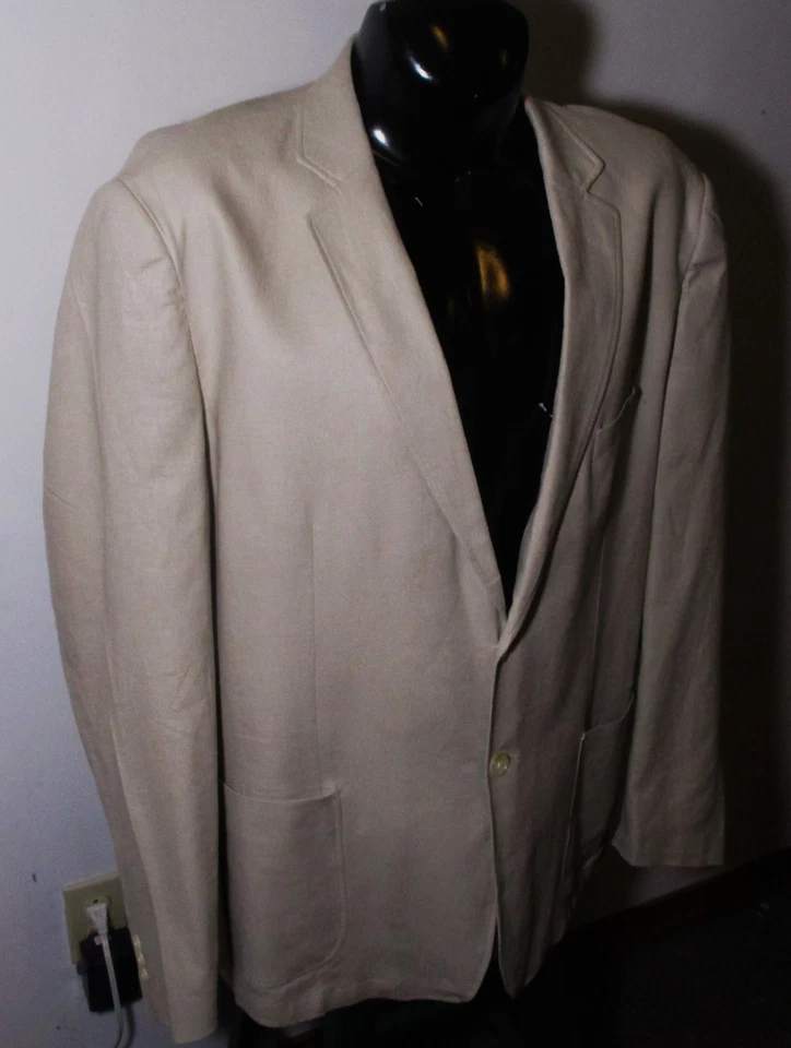 Blazer Traje Chaqueta Para Hombre ALAN FLUSSER Beige Tostado Lino Talla XXL Foto 3 de 4