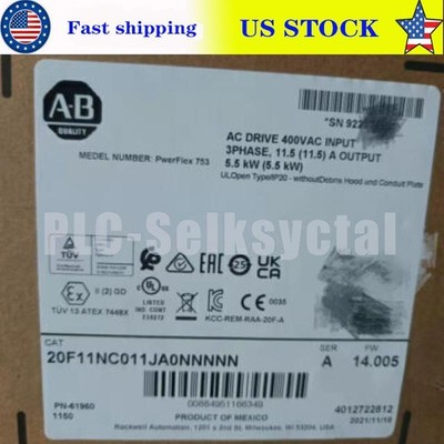 New Sealed AB 20F11NC011JA0NNNNN PowerFlex 753 AC Drive 5.5kw US Free Tax