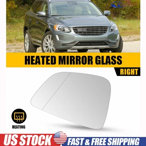 RH Right Heated Mirror Glass 31217278 for Volvo XC60 2010-2017 W/ Backing Plate