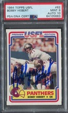 1984 TOPPS USFL BOBBY HEBERT RC #62 PSA 9 w/ 10 AUTO *POP 2 * NONE GRADED HIGHER