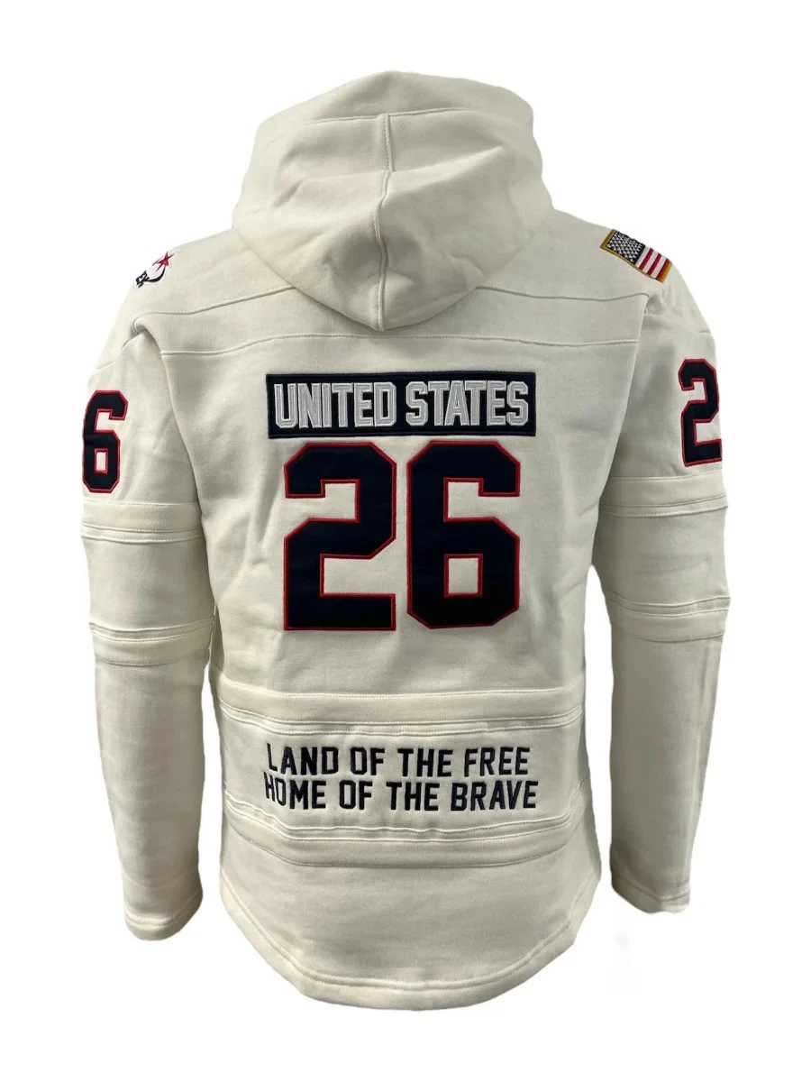 USA Hockey Shield Logo Vintage Look White Lace Hoodie