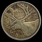 1937 Canada 25 Cents 80% Silver Coin George Canadian KM# 35 Lot D1-302 TONED — photo 7