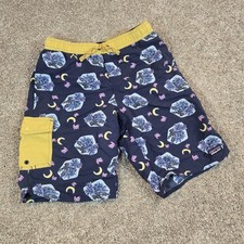 Patagonia Baggies Shorts Youth XL Blue, Yellow Lined Swim Trunks Melon Print