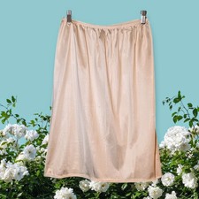 VASSARETTE Ivory Half SLIP Skirt LACE TRIM Back Slit Women's Size Large 22" Long