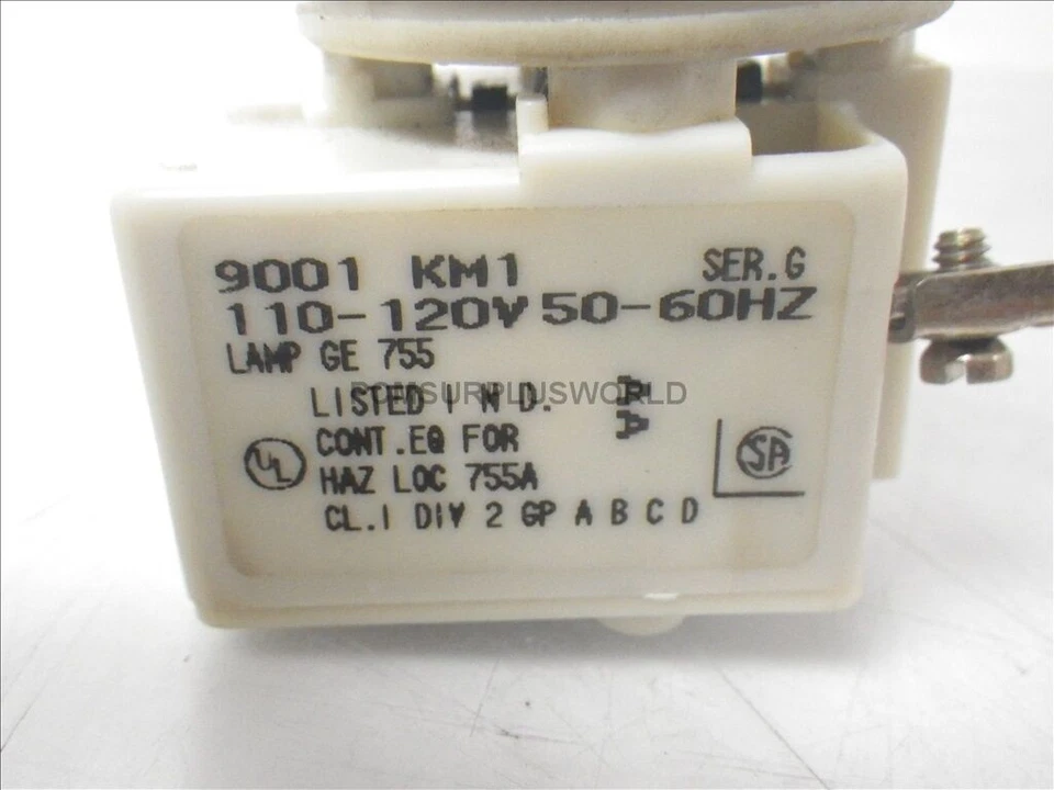 9001-SKT1G9 Square D Push To Test Pilot Light Green Lens 9001-KM1 120V (New) - Image 3 of 4