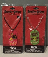 Lot of 2 Angry Birds Necklaces Dog Tag Charm All Star  Chillin Like a Villian