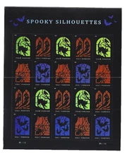 DISCOUNT POSTAGE 💥2019 "SPOOKY SILHOUETTES" 💥20 Forever Stamp 💥FV USD15.60