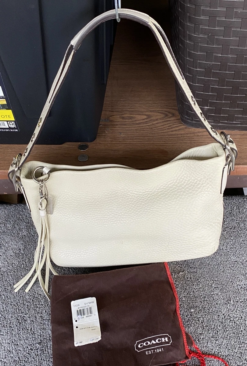 NWOT COACH East West Duffle Winter White Soft Pebble Leather Purse