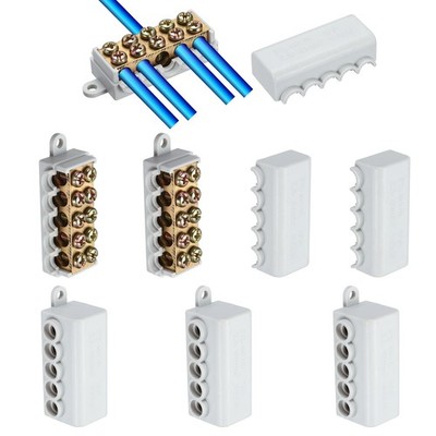6Pcs 14-6AWG Wiring Terminal Connectors FS-M516, 1 in 4 Out White