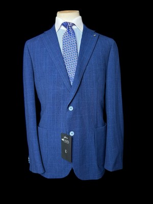 BNWT Digel Micro Jacket Edward 44R/L Navy Stretch POW Check RRP £399