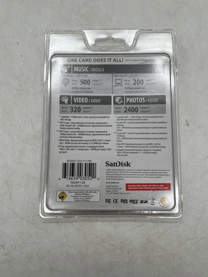 New Sealed Sandisk 1 GB Memory Card With Adapters 3 in 1 Free Shipping - Image 3 of 3