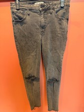 Madewell Jeans Womens 28 Stretch Curvy High-Rise Skinny Gray Med Wash Distressed