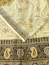 Pure Silk Sari / Silk fabric 5 yards/ Recycled Natural Vintage Fabrics PSS17826