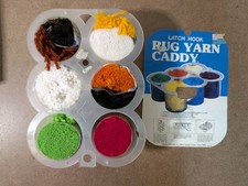 Vintage 1970s Valiant Crafts Latch Hook Rug Yarn Caddy w/ Vintage Valiant Yarn