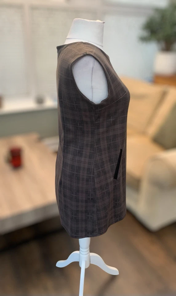 JOE BROWNS  Brown Mix  Mini Dress Size 16/18  Faux Pockets  Stretchy  Sleeveless - Image 4 of 4