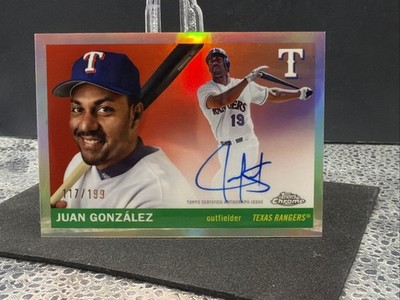 2025 Topps Chrome Platinum Juan González Refractor Auto /199 CPA-JG TEXAS RANGER