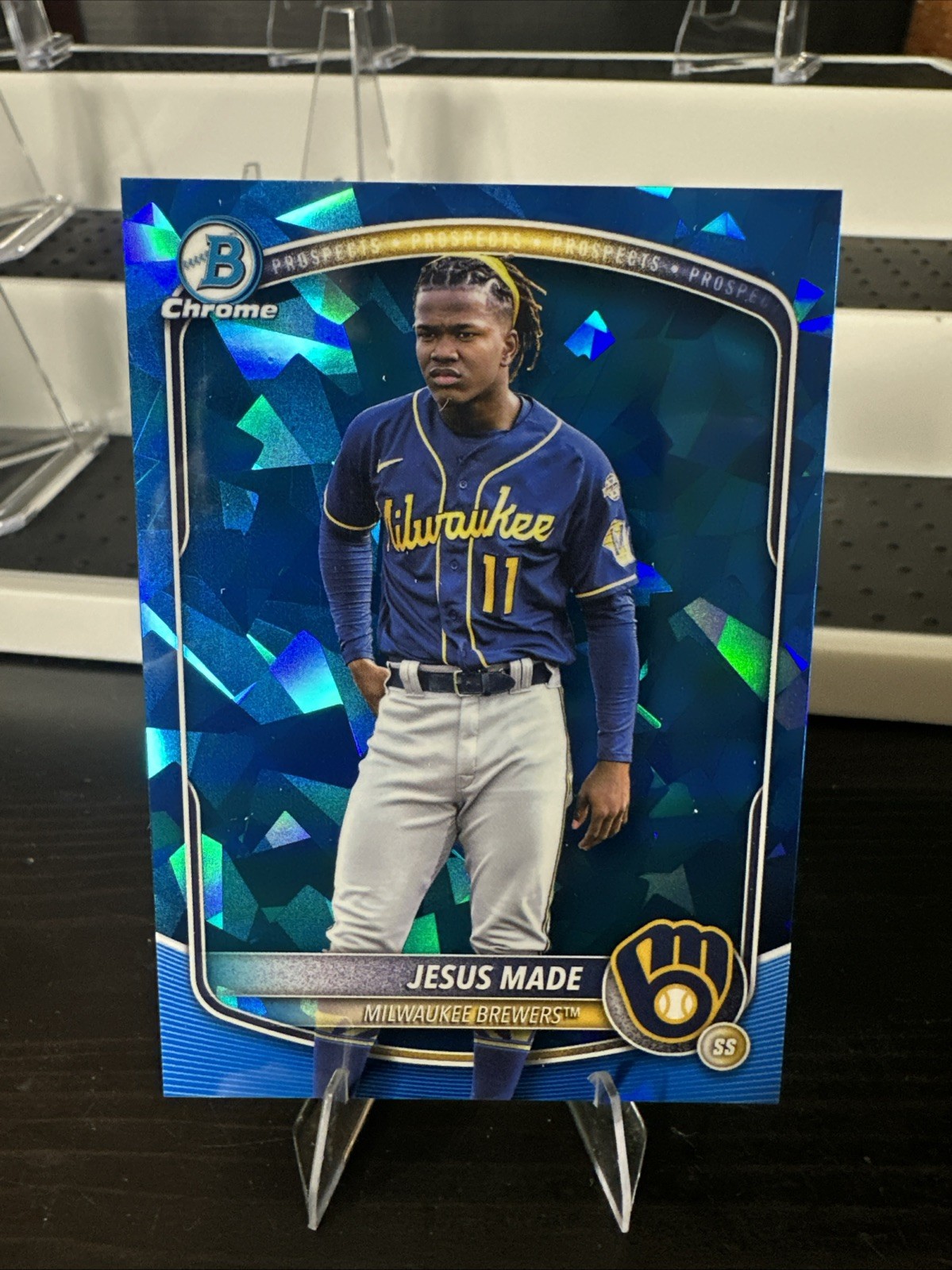 2025 Bowman Chrome Sapphire Jesus Made Image Variation Refractor SSP Brewers