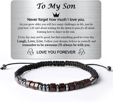 To My Son Bracelet from Mom - Gifts for Sons Birthday Gifts for Men with Engrave