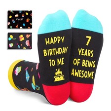 Birthday Gift Socks for Boys Girls Age 5-12 Kids Present Funny Novelty Cot