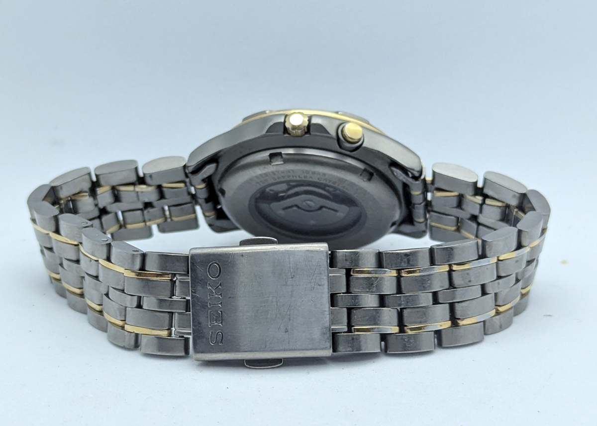 Seiko Kinetic Titanium Sports 100 AGS Two-Tone 5M42-0C69 | New