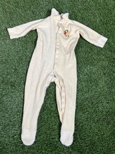 Vintage 80s Winnie the Pooh Sears Infant Newborn Baby One-piece Pajamas Yellow