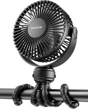 Mini Portable Stroller Fan, Small Clip on Fan Black Battery Operated Detachabl