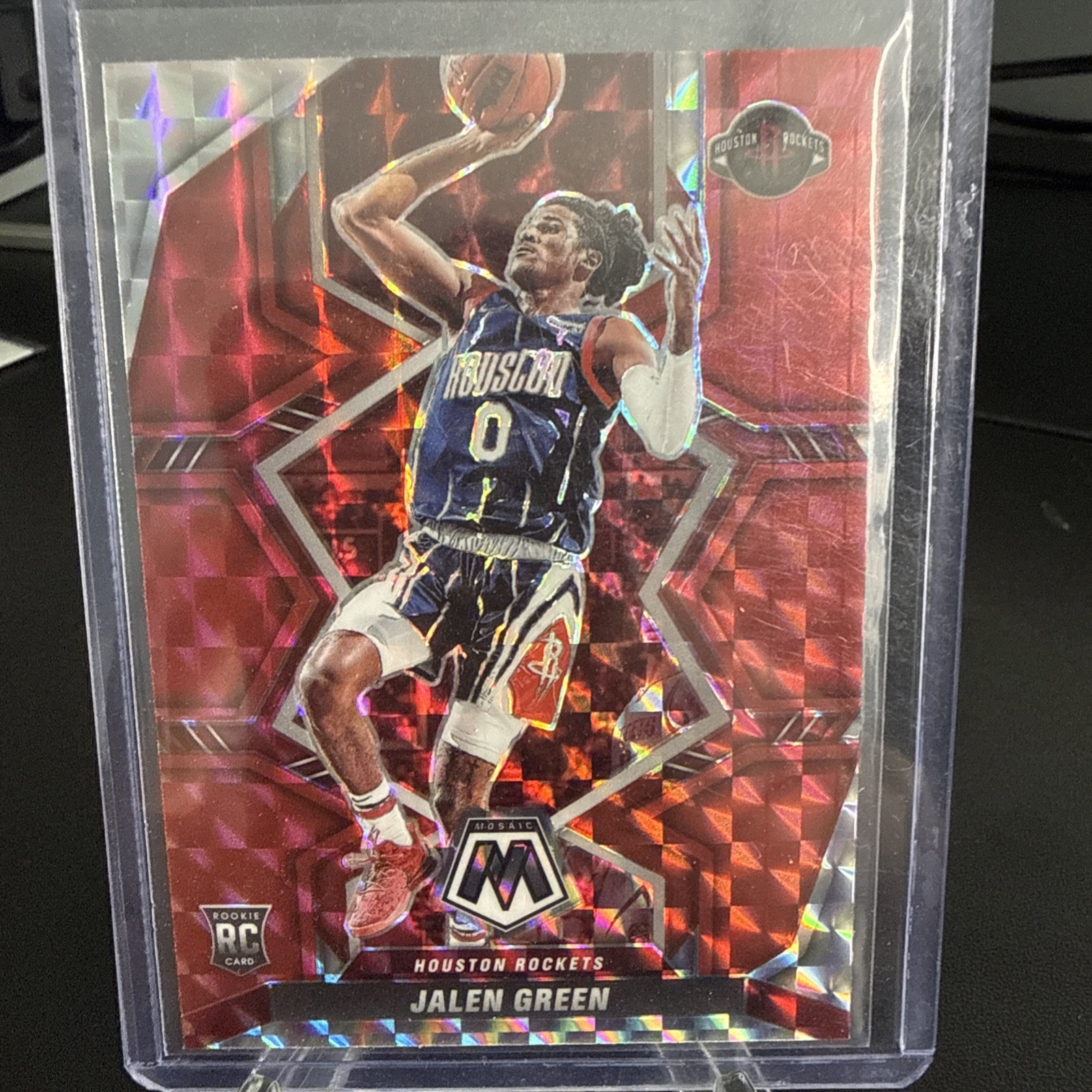 2021-22 Panini Mosaic Rookies Jalen Green #206 Red Mosaic Prizm (RC) Rockets