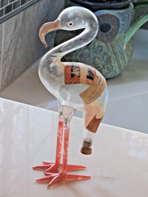 Vintage Blown Glass RYNBENDE Flamingo Figural Bottle #2137