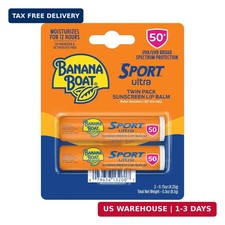 Banana Boat Sport Ultra SPF 50 Lip Sunscreen Twin Pack SPF Lip Balm Pack, Banana