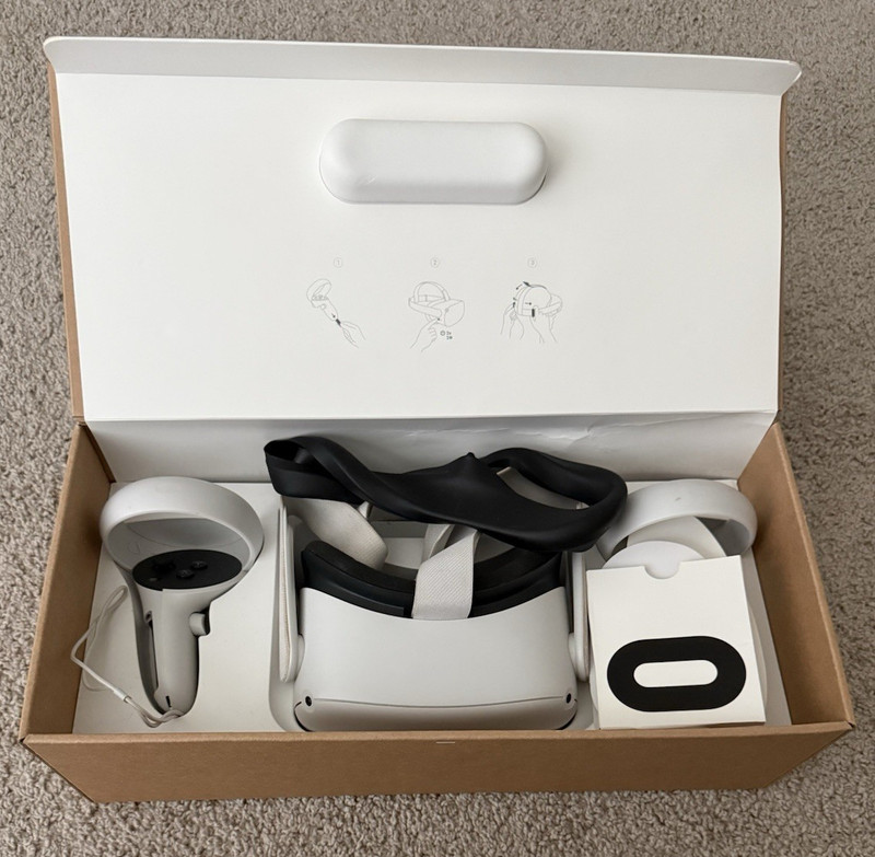 Meta Quest 2 Standalone VR Headset White Bundle w/ 2 Controllers & Accessories