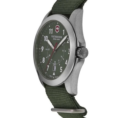 New Victorinox Swiss Army Heritage Quartz Green Dial Nylon Men's