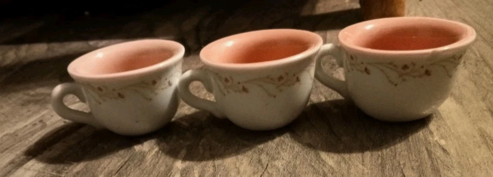 Schylling Pink White Porcelain BUTTERFLY Tea Set Wicker Picnic Basket Vintage - Image 4 of 4