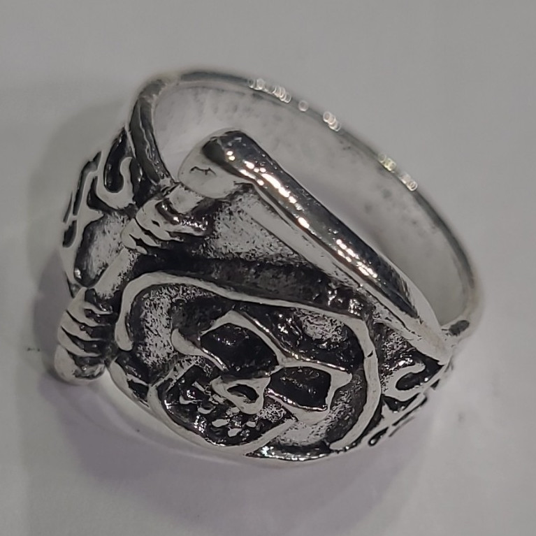 Silver Skull Stainless Steel Biker Ring Men's 6 Skeletons & Skulls Style