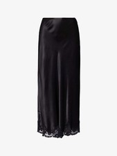 RIXO  Crystal Lace-Trim Satin Midi Skirt RRP £175.00